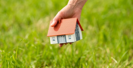 model małego domu nad trawą